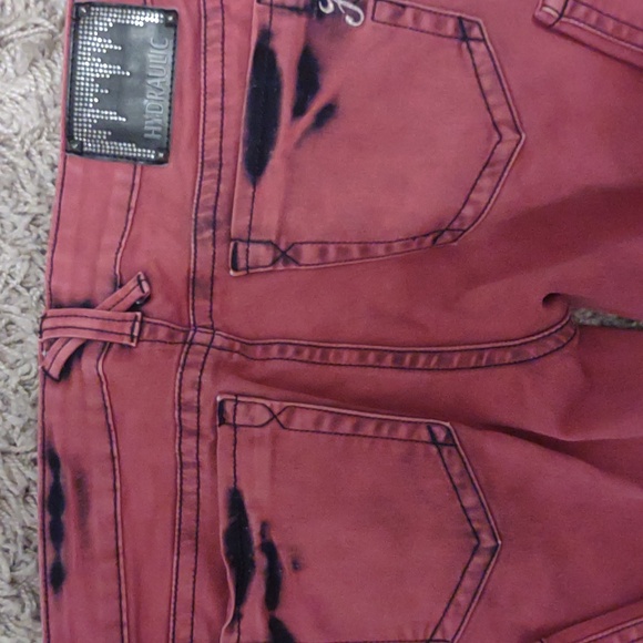 Hydraulic Jeans 11/12 Bailey Super Skinny bold rose color with black accents VGC - Picture 9 of 15
